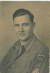 A wartime portrait, probably 1944. HIs "Stars & Stripes" insignia shows.